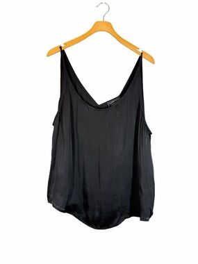 Johnny Was Black Satin V-Neck Camisole Size XL Minimalist Please see condition